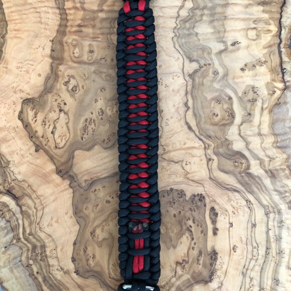Dog Collar ~ Adjustable 13.5" to 16" ~ Black and Red Paracord ~ Handmade in USA - Picture 7 of 7